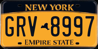 NY license plate GRV8997