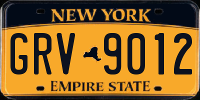 NY license plate GRV9012