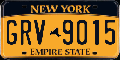 NY license plate GRV9015