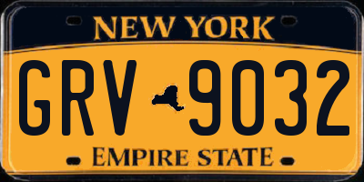 NY license plate GRV9032
