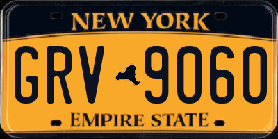 NY license plate GRV9060