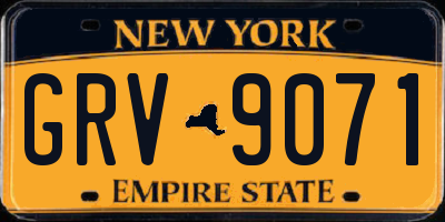 NY license plate GRV9071