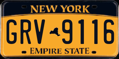 NY license plate GRV9116