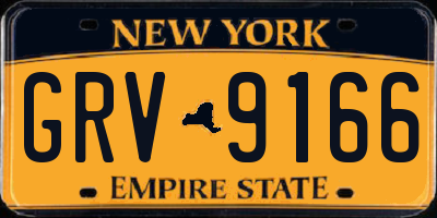 NY license plate GRV9166