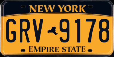 NY license plate GRV9178