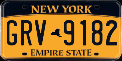 NY license plate GRV9182