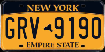 NY license plate GRV9190