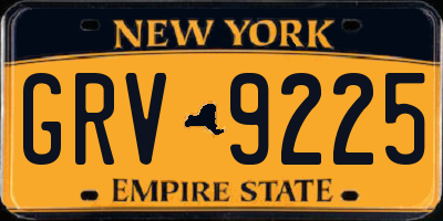 NY license plate GRV9225