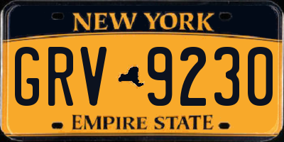 NY license plate GRV9230