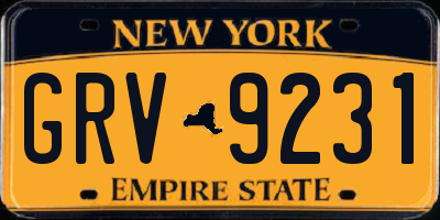 NY license plate GRV9231