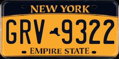 NY license plate GRV9322