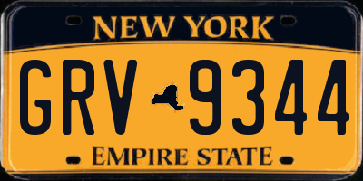 NY license plate GRV9344