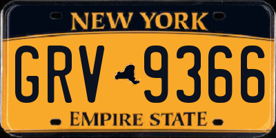 NY license plate GRV9366