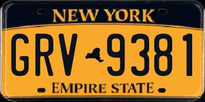 NY license plate GRV9381