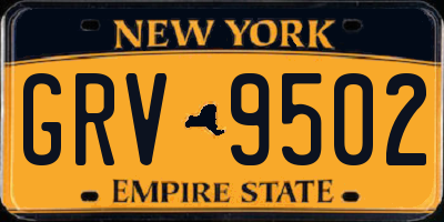NY license plate GRV9502