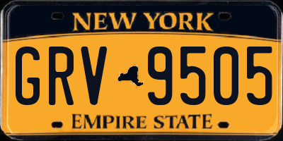 NY license plate GRV9505