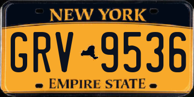 NY license plate GRV9536