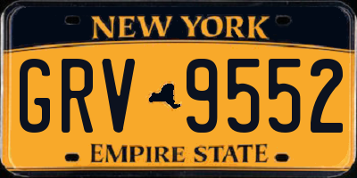 NY license plate GRV9552