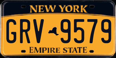 NY license plate GRV9579