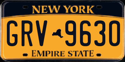 NY license plate GRV9630
