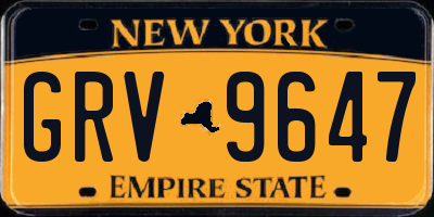 NY license plate GRV9647