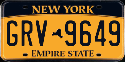 NY license plate GRV9649