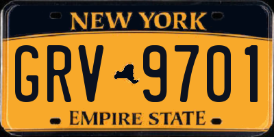 NY license plate GRV9701