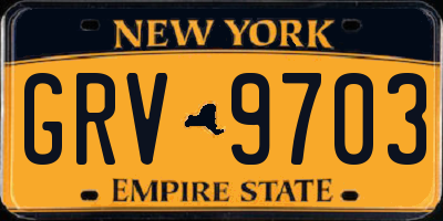 NY license plate GRV9703