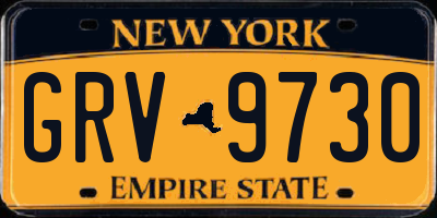 NY license plate GRV9730