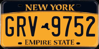 NY license plate GRV9752