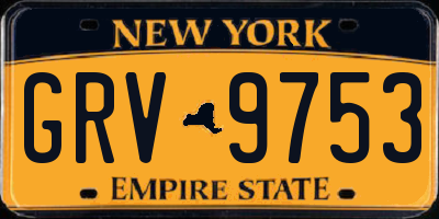 NY license plate GRV9753