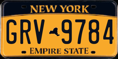 NY license plate GRV9784