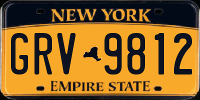 NY license plate GRV9812