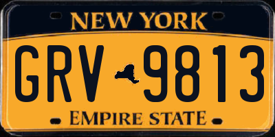 NY license plate GRV9813