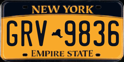 NY license plate GRV9836
