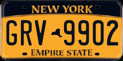 NY license plate GRV9902