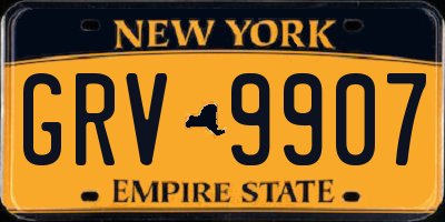 NY license plate GRV9907