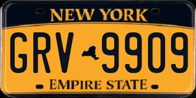 NY license plate GRV9909