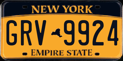 NY license plate GRV9924