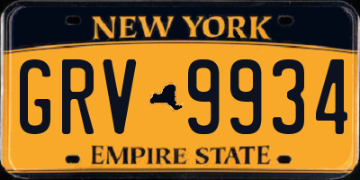 NY license plate GRV9934