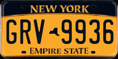 NY license plate GRV9936