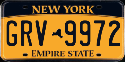 NY license plate GRV9972