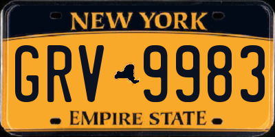 NY license plate GRV9983