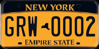 NY license plate GRW0002