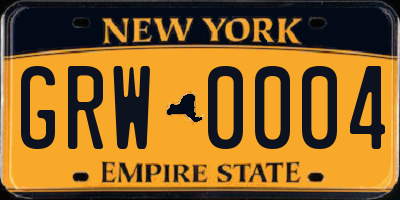 NY license plate GRW0004