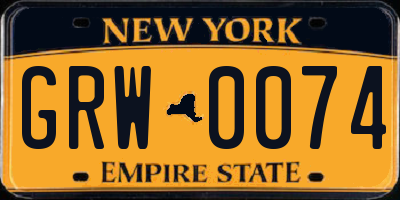 NY license plate GRW0074
