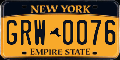 NY license plate GRW0076
