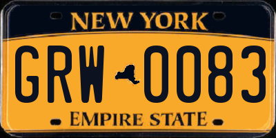 NY license plate GRW0083