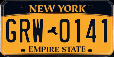 NY license plate GRW0141