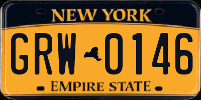 NY license plate GRW0146